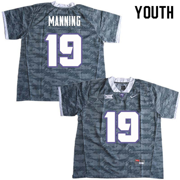 Youth #19 Omar Manning TCU Horned Frogs College Football Jerseys Sale-Gray